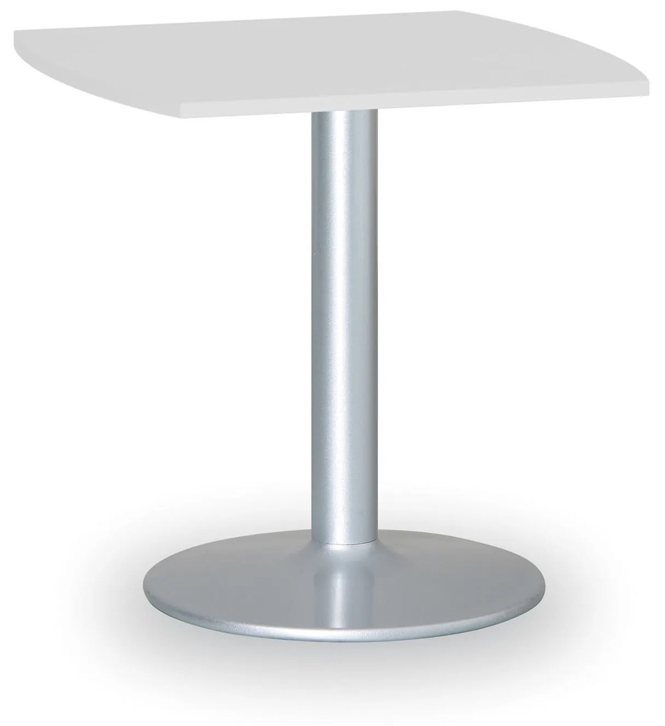 Konferenčný stolík ZEUS II, 660x660 mm, sivá podnož, doska biela