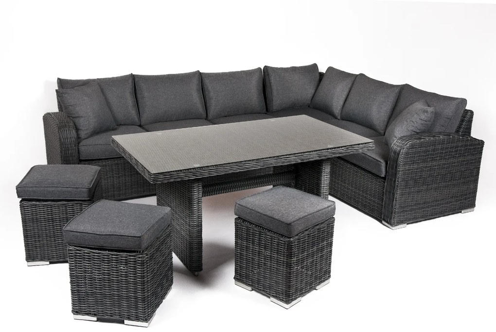 Záhradný rohový nábytok BELMONT tmavosivý pravý
