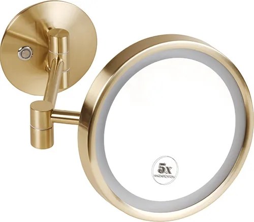 Bemeta Design Kozmetické zrkadlo, ø 200 mm, s LED osvetlením, mat, zlatá light - 170101149