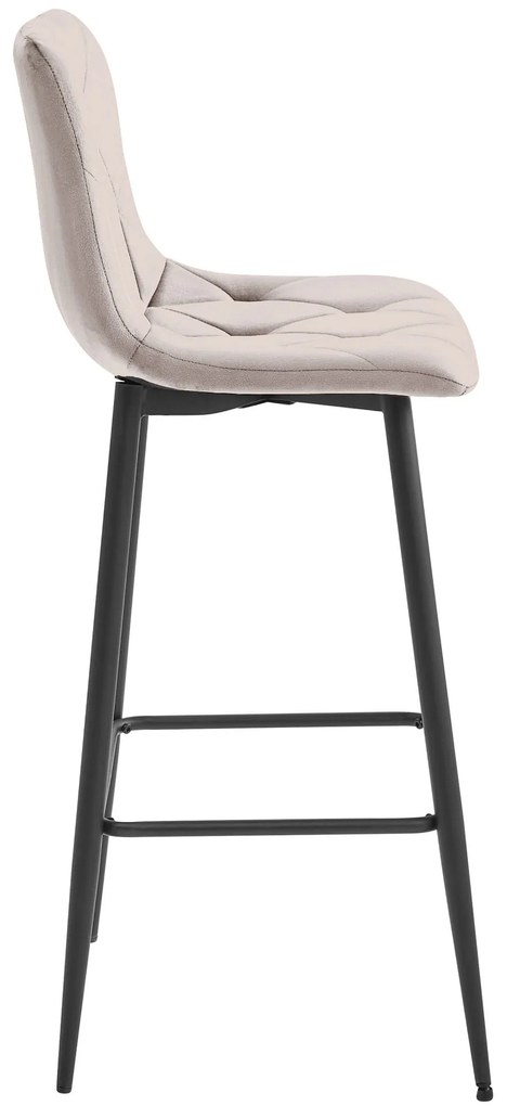 Tmavo béžová barová stolička NADO VELVET s čiernymi nohami