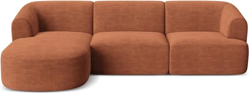 Menčestrová rohová pohovka v terakotovej farbe (ľavý roh/s leňoškou) Campi – Cosmopolitan Design