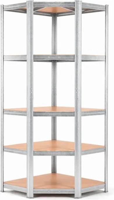 Regál 180x90x40 cm rohový pozinkovaný 5-polícový, nosnosť 875 kg