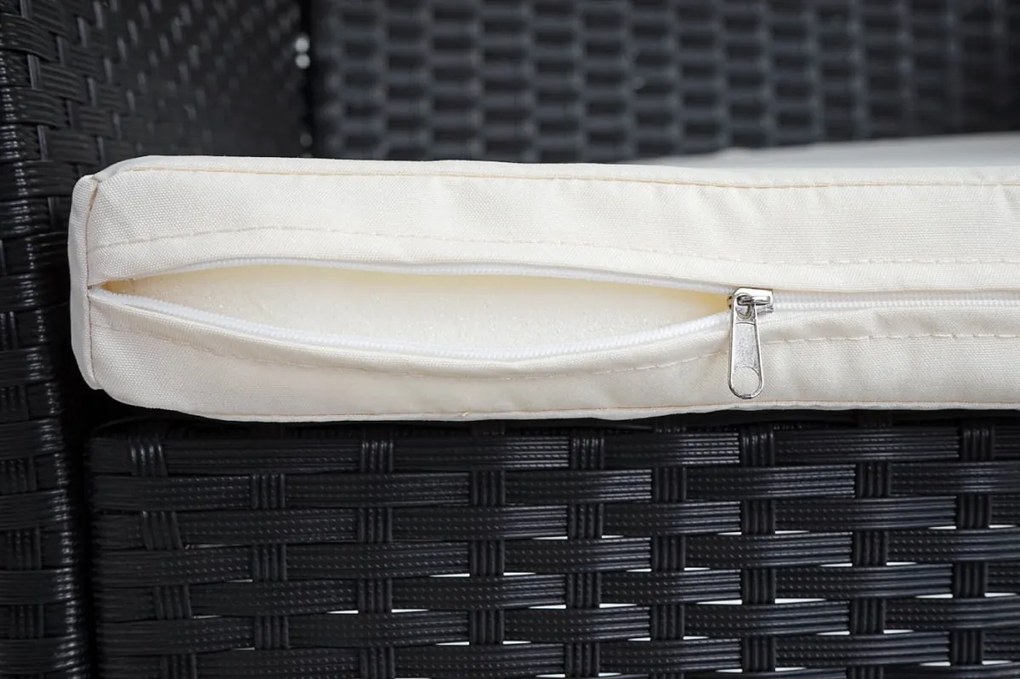 Set 2 záhradných stoličiek Halden, polyratan - antracit, krémové vankúše