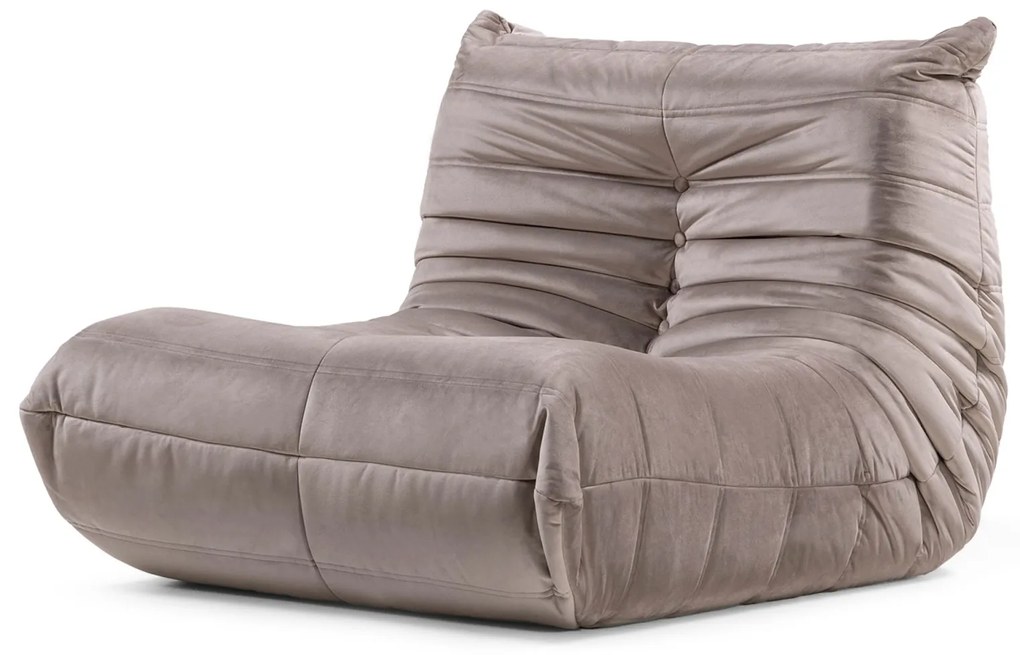 Designové sametové křeslo Fugi hnědo-šedé