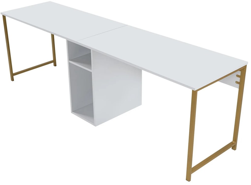 Kancelárska zostava pre 2 osoby TWIN biela/zlatá