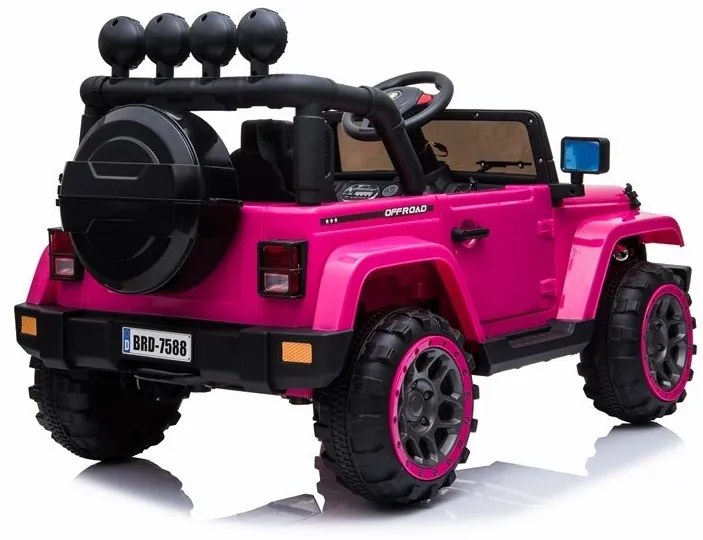 LEAN CARS Elektrické autíčko - Jeep BRD-7588 4x4 - ružové - 4x45W - 1x12V10Ah - 2024