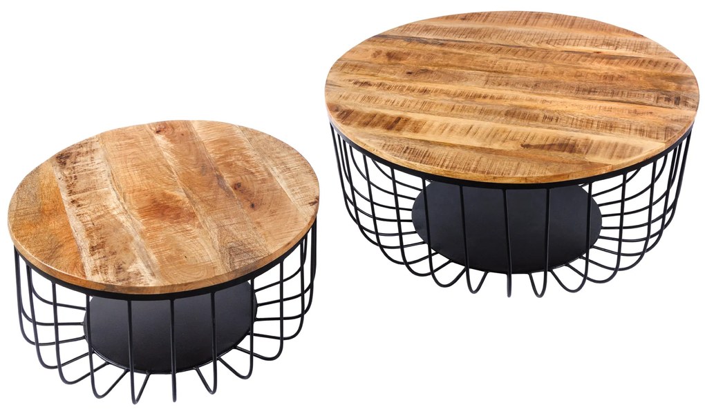 Konferenčný stolík Úložná súprava 2 70 cm prírodná čierna