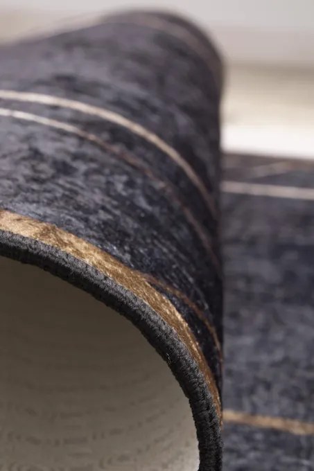 Protišmykový koberec MILANO 90010-04 čierny / zlatý