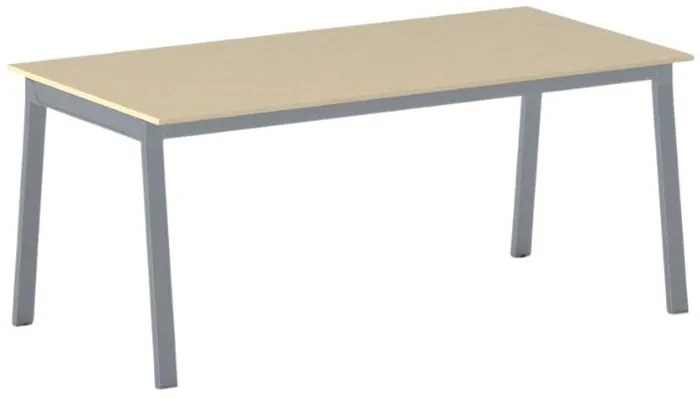 Rokovací kancelársky stôl PRIMO BASIC, 160x80 cm, sivostrieborná podnož, dub prírodný