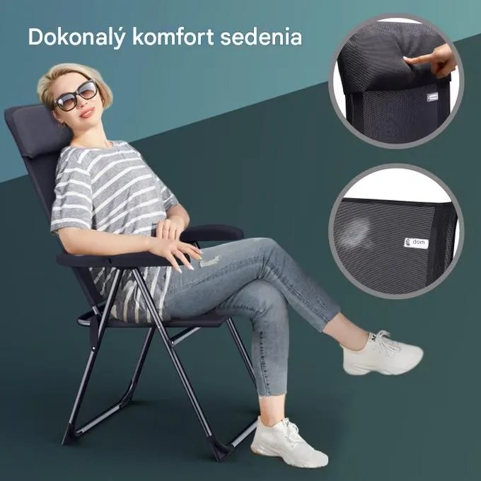 InternetovaZahrada Sada 2 ks kempingových stoličiek - antracit