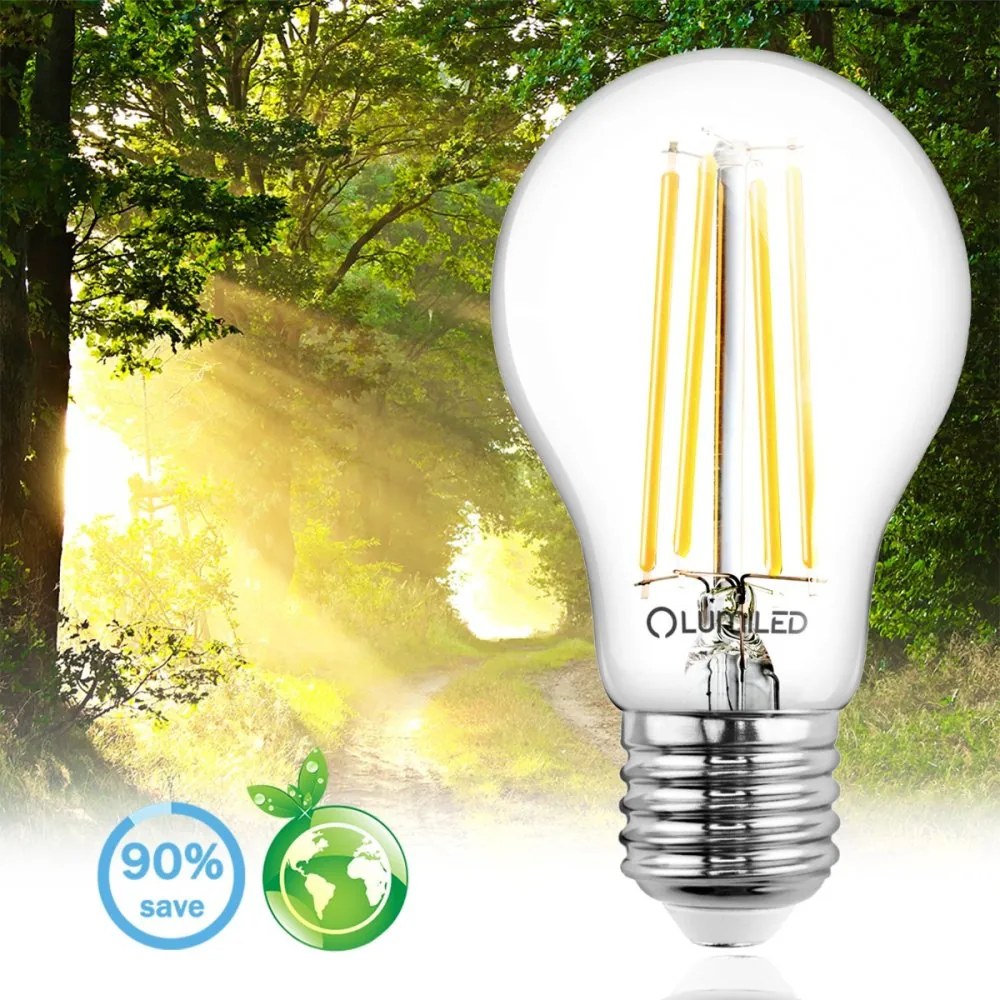 LED žiarovka E27 A60 7W = 60W 806lm 3000K Warm 360° Filament LUMILED