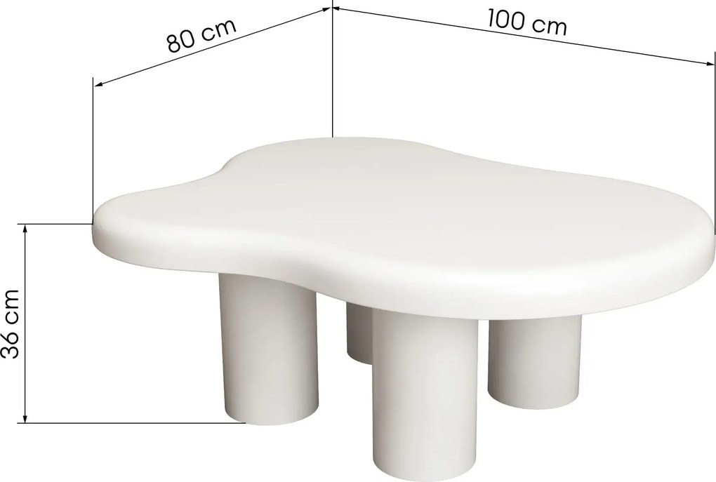 Konferenčný stolík Vercelli, 100 cm biely