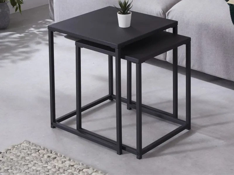 Dura Steel set 2 príručných stolíkov čierny