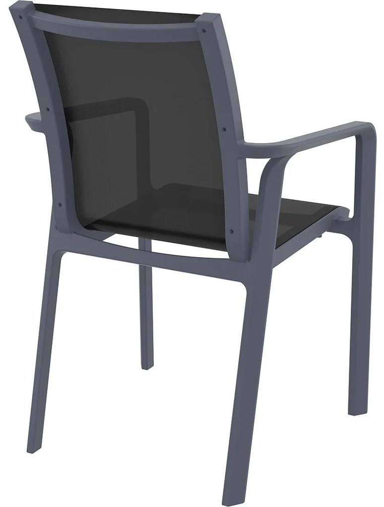PACIFIC záhradná stolička s podrúčkami black