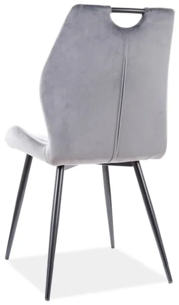 Jedálenská stolička Arco Velvet, svetlo sivá / čierna