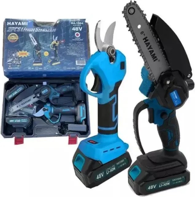 HAYAMI Aku záhradnícke nožnice a pílka Hayami HA-1004 + 2x batéria 21 V + praktický kufor + príslušenstvo