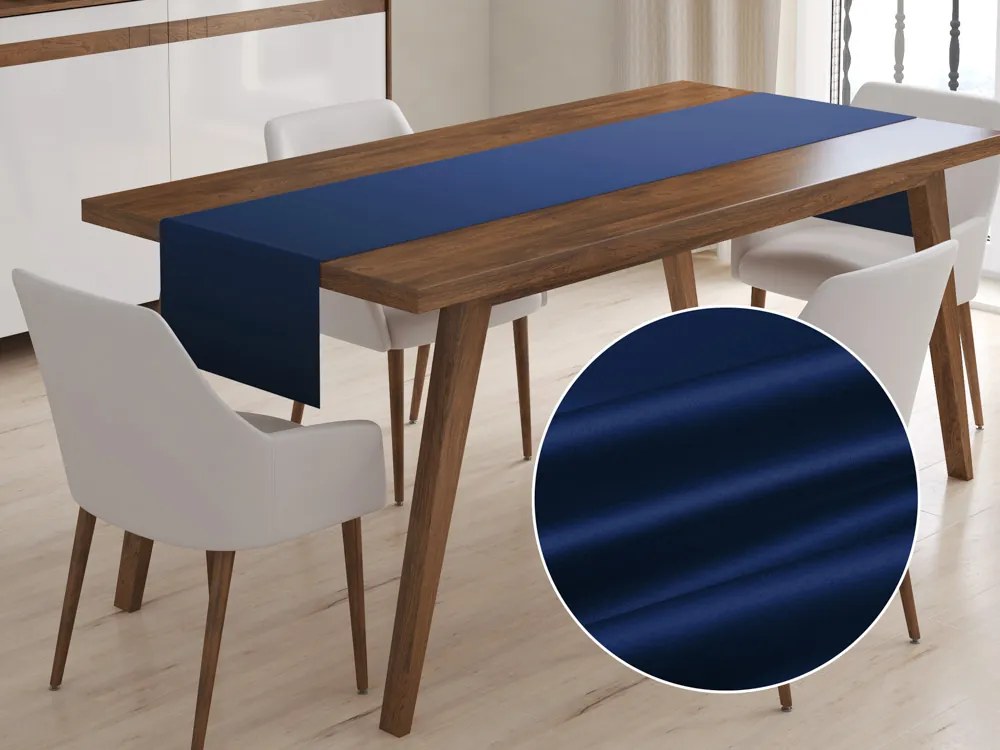 Biante Saténový behúň na stôl polyesterový Satén LUX-L047 Námornícka modrá 45x120 cm