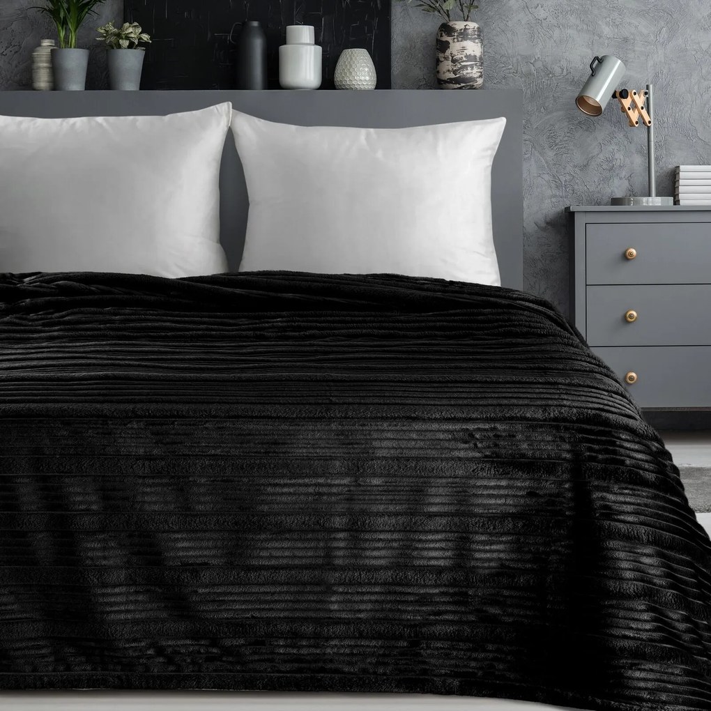 FLANELOVÁ DEKA NINA 200X220 CM ČIERNA