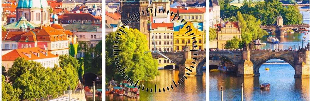 Obraz - Praha II. (s hodinami) (90x30 cm)