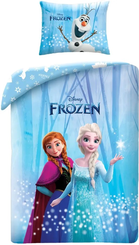 Posteľné obliečky Ľadové kráľovstvo - Frozen - motív Princezné v kúzelnom lese - 100% bavlna - 70x90 cm + 140x200 cm