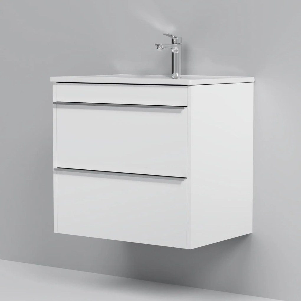 Skrinka s umývadlom 65 AM.PM Hit MTAFHX0652WG závesná, 2 zásuvky, lesklá biela