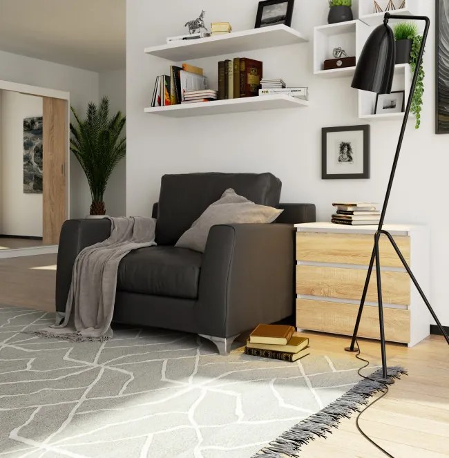 Nočný stolík CL3 60 cm biely / sonoma