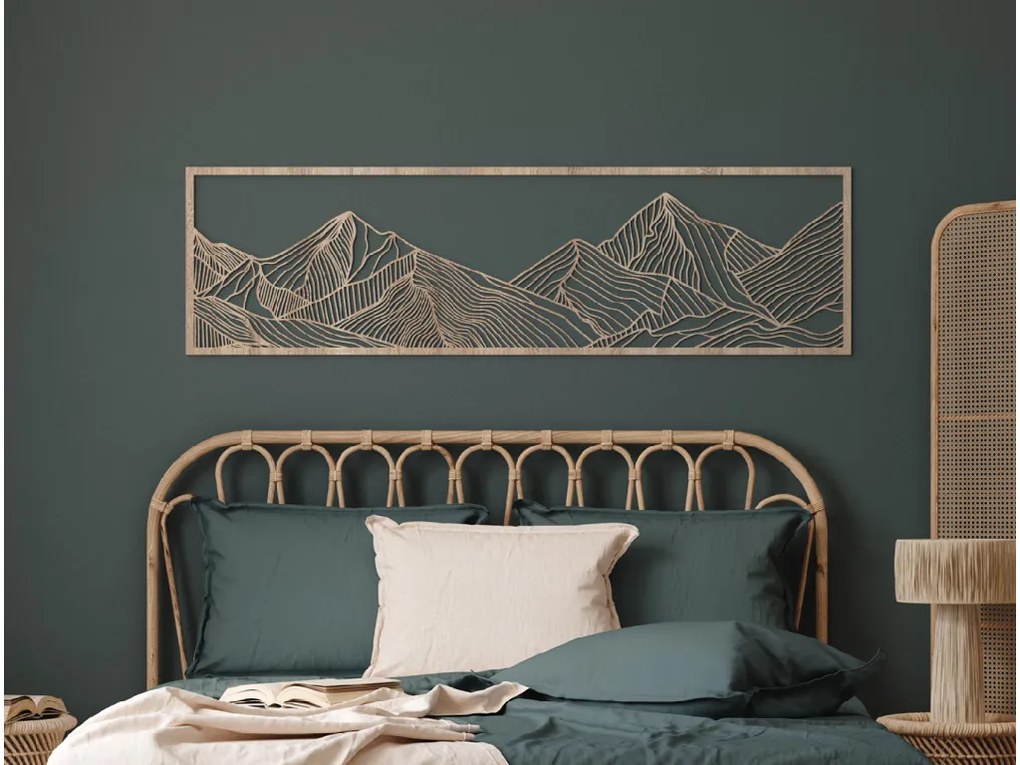 drevko Široký minimalistický obraz Hory Rozmer obrazu: 25 x 89 cm, Farba dekorácie: Čierna