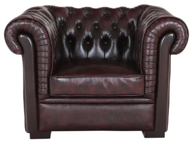 Pohovka jednomiestna Chesterfield Tiffy z pravej hovädzej kože New Red New Red