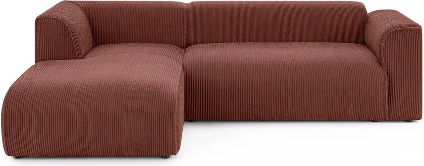 Menčestrová rohová pohovka v terakotovej farbe (ľavý roh/s leňoškou) Merid – Ropez