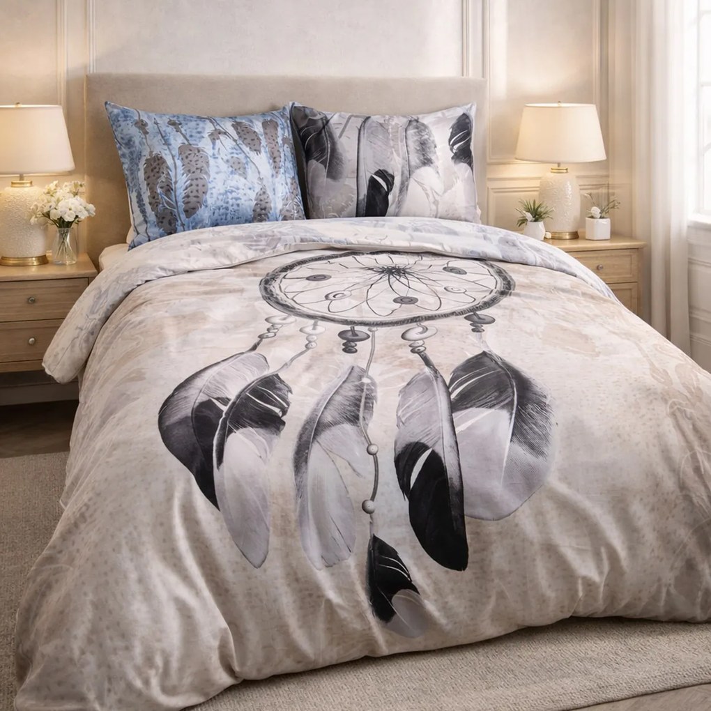 SATÉNOVÉ OBLIEČKY PANEL 160X200 CM, 2KS 70X80 CM VZOROVANÉ