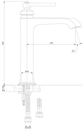 OMNIRES AM5212CR - Umývadlová batéria ARMANCE 26 cm lesklý chróm