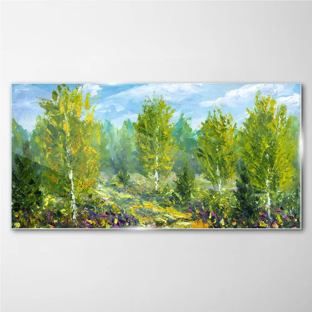 Skleneny obraz Lesné maľba