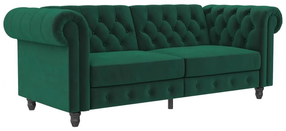 Tmavozelená zamatová rozkladacia pohovka 236 cm Felix – Støraa