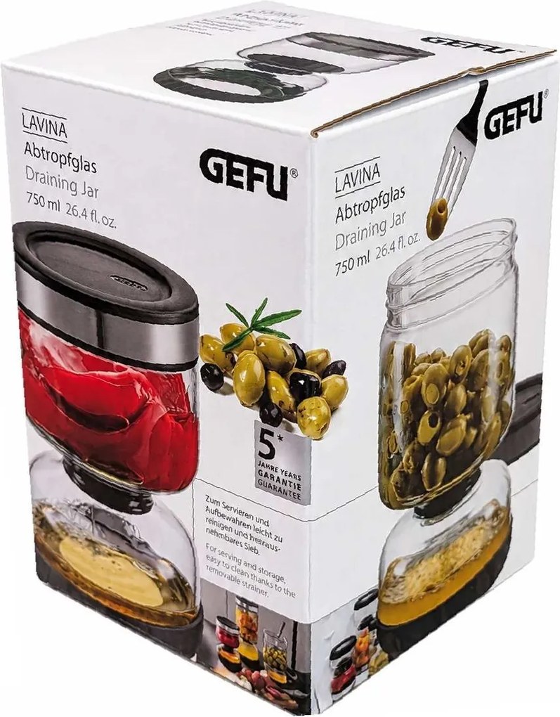 Gefu Lavína odkvapkávacie poháre na uhorky a olivy 750 ml