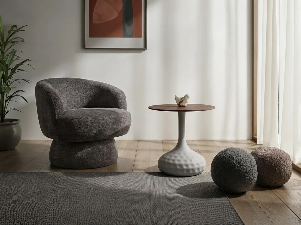 Otočné dizajnové kreslo COSMIC RAVEN, sivé