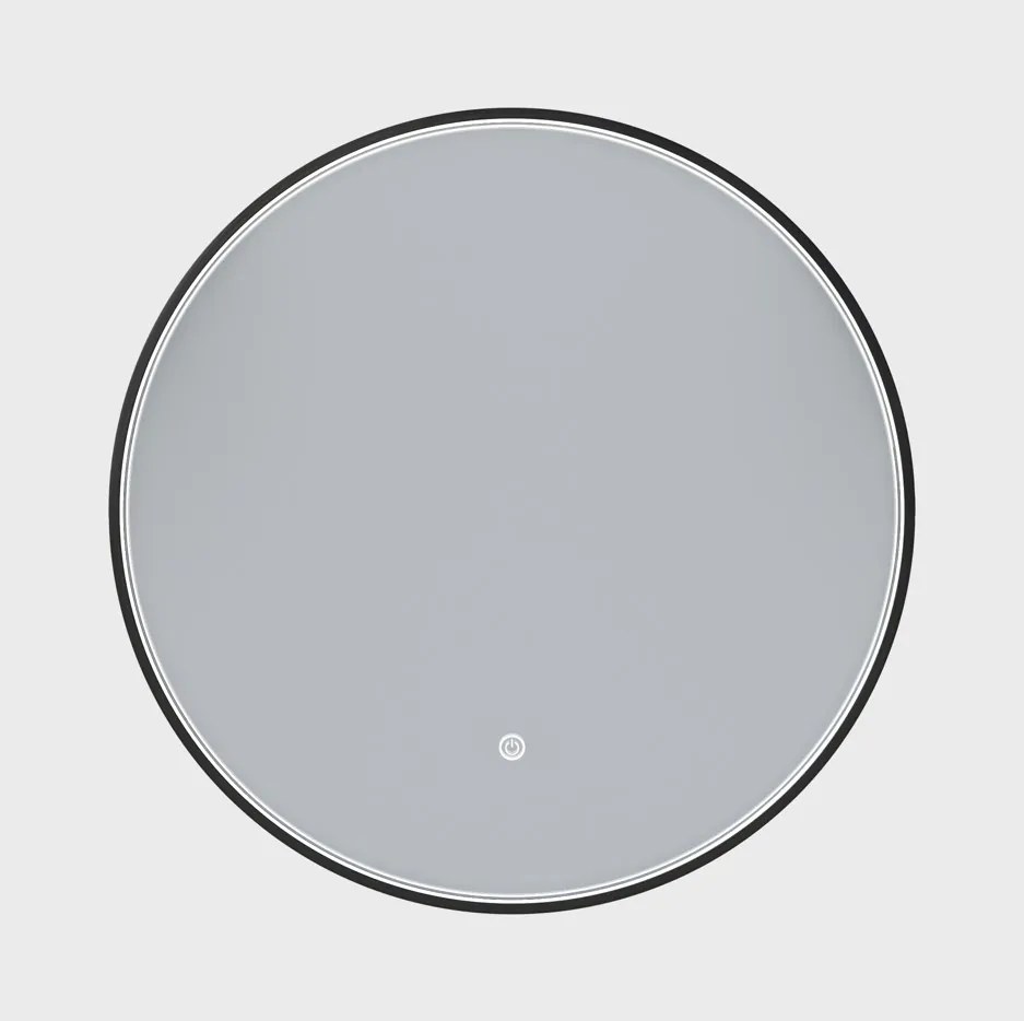 Erga Charlotte, okrúhle LED zrkadlo 60cm, čierny kovový rám, 1380 lm, 6500K, predné bočné osvetlenie, ERG-V01-204-6060-BK