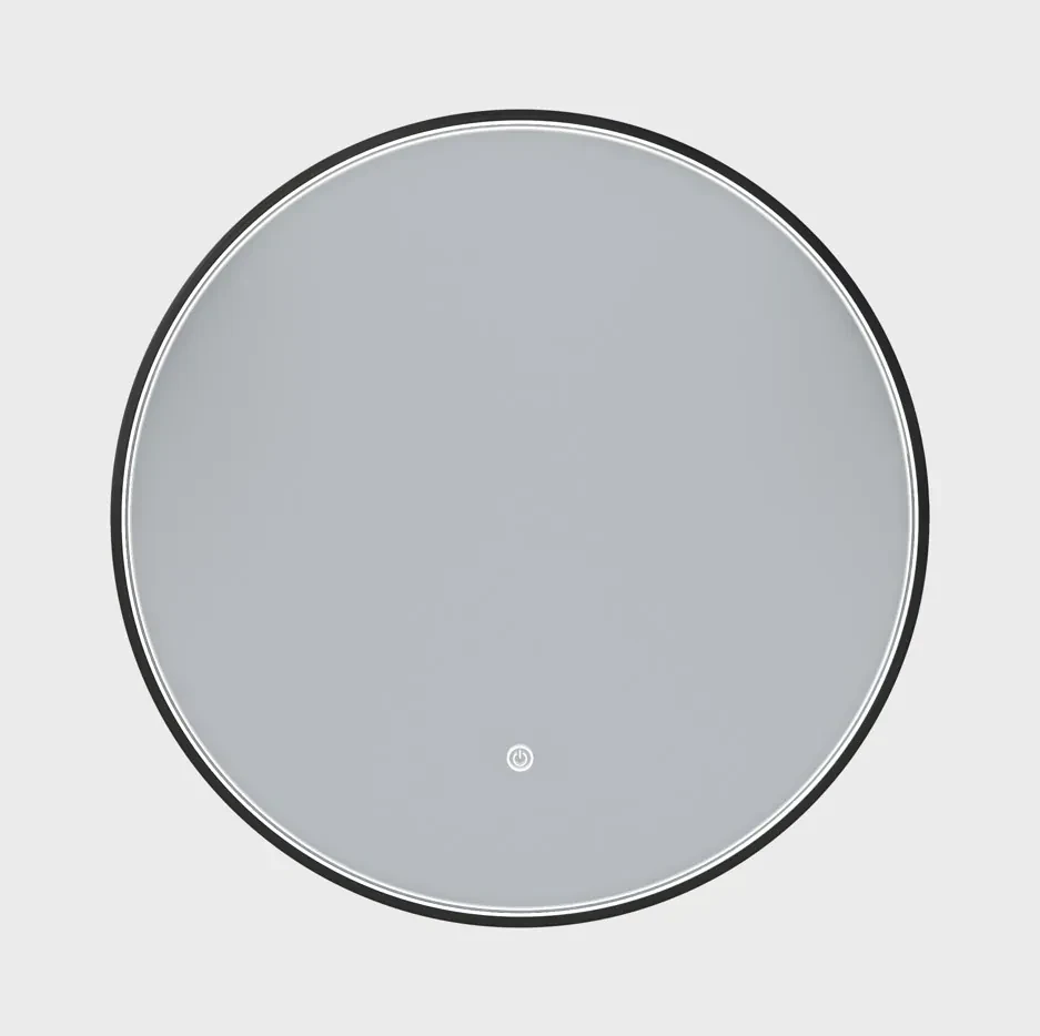 Erga Charlotte, okrúhle LED zrkadlo 60cm, čierny kovový rám, 1380 lm, 6500K, predné bočné osvetlenie, ERG-V01-204-6060-BK