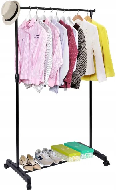 Vešiakový stojan BES na kolieskach čierny