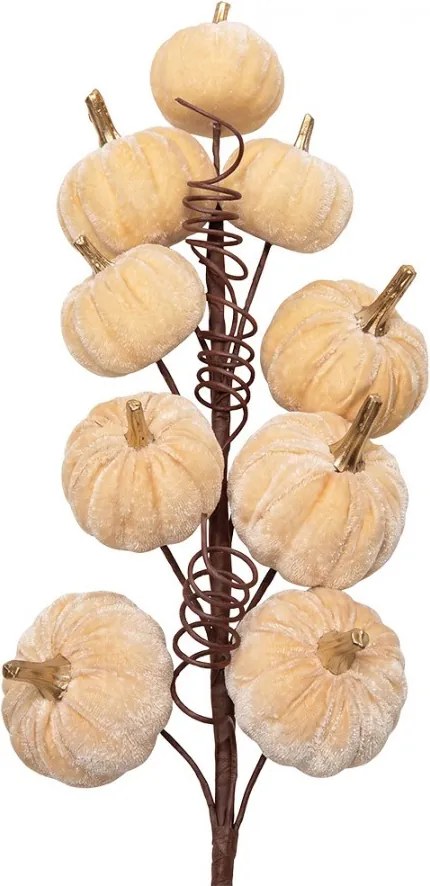 Dekoračná vetvička so zamatovými tekvicami Pumpkin Velvet - 6*4*56 cm