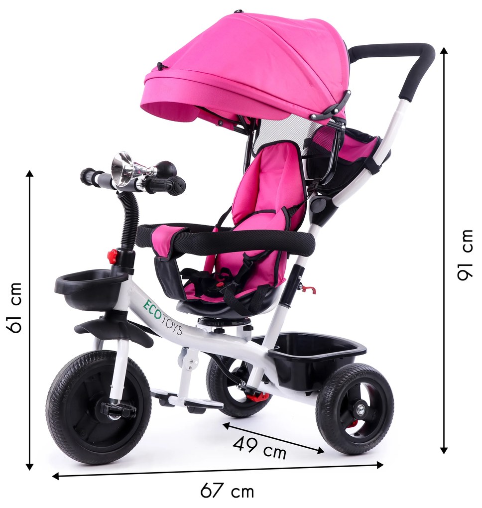Cyklaménová trojkolka s otočným sedadlom, Ecotoys