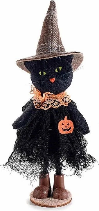 Halloweenska dekorácia Čierna mačka 22 cm