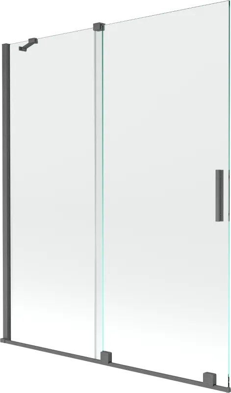 Mexen Velar, 2-krídlová posuvná vaňová zástena 140 x 150 cm, 8mm číre sklo, grafitový matný profil, 896-140-000-01-66