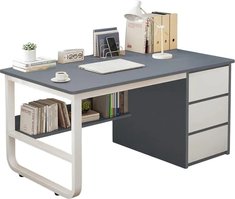 Písací stôl MELANY 120, biela/antracit