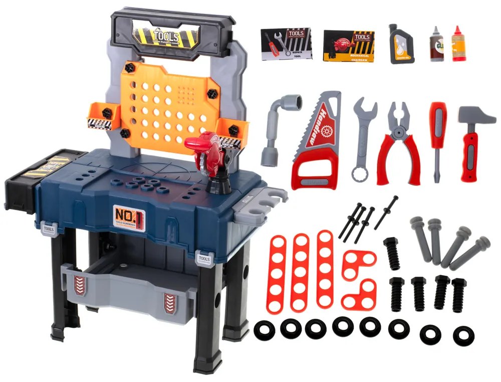 KIK Detská dielňa 65 dielov – hračka stôl s náradím a kufríkom pre deti 3+