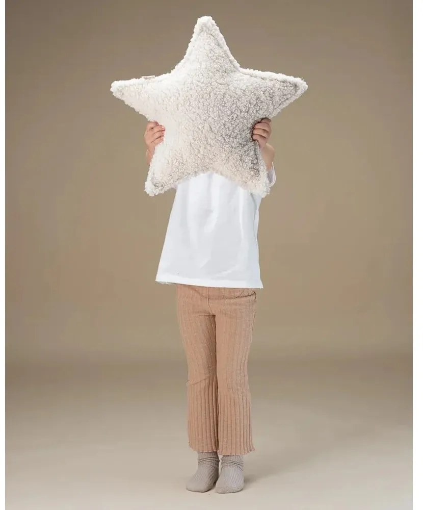 Krémový detský pohovkový vankúš z textílie buklé Star – Wigiwama