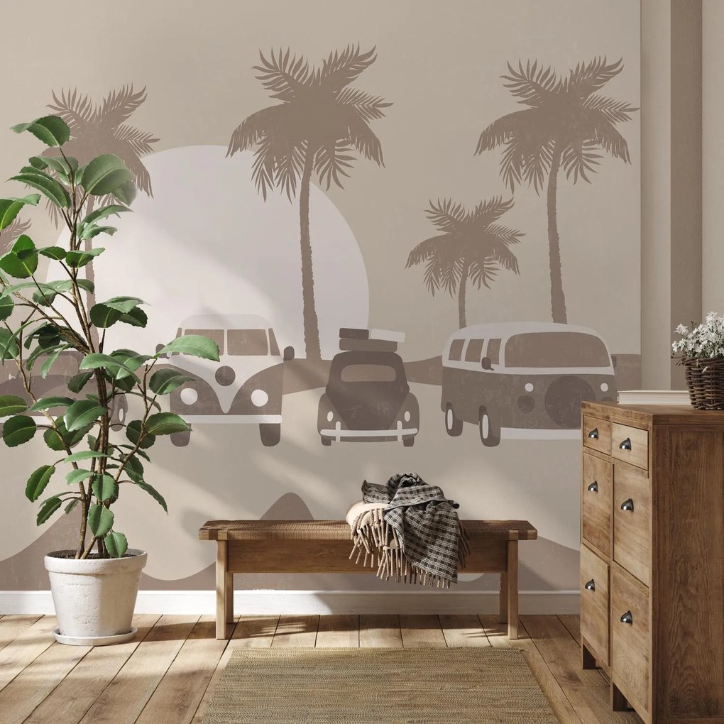 Fototapeta - Hnedá vintage autá (147x102 cm)