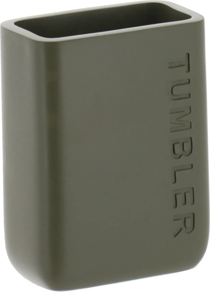 Sada kúpeľňových doplnkov Salva, olivová/s drevenými prvkami