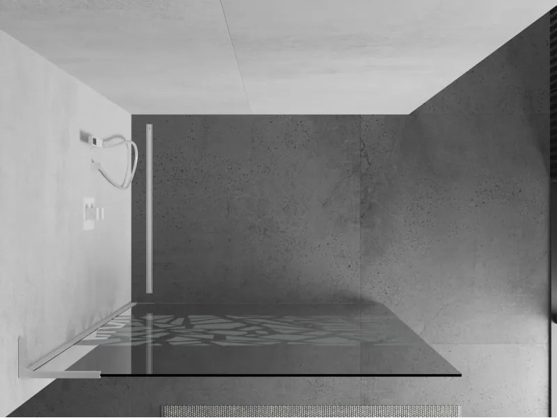 Mexen Kioto L, sprchová zástena Walk-In 70 x 200 cm, 8mm číre sklo biely vzor, biely profil, 800-070-103-20-85