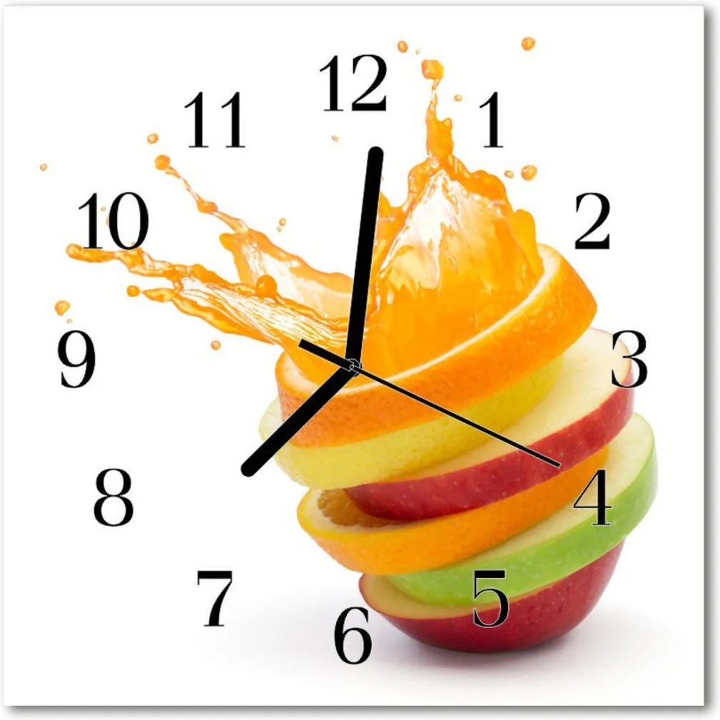 Sklenené hodiny štvorcové  ovocie