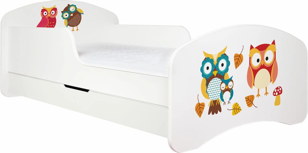 MAXMAX Detská posteľ so zásuvkou 160x80cm SOVIE RODINKA + matrace ZADARMO! 160x80 pre dievča|pre chlapca|pre všetkých ÁNO multicolor